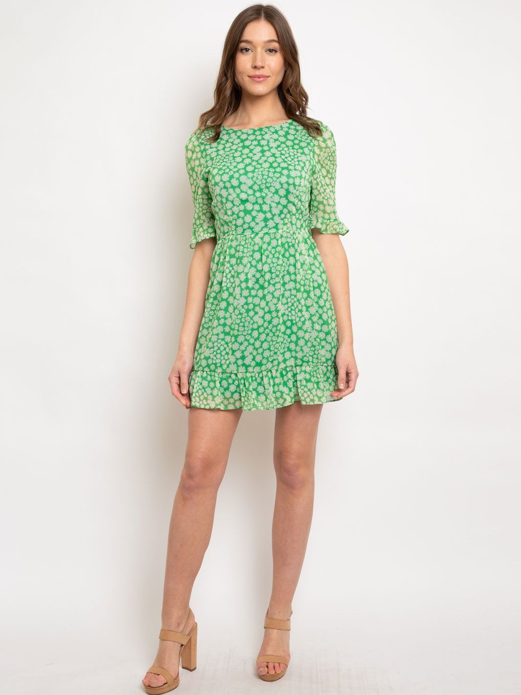 WOMEN'S SHORT SLEEVE MINI FLORAL DRESS