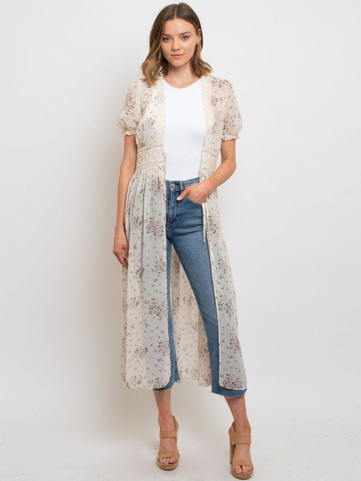 WOMEN'S FLORAL COVER UP LACE TOP