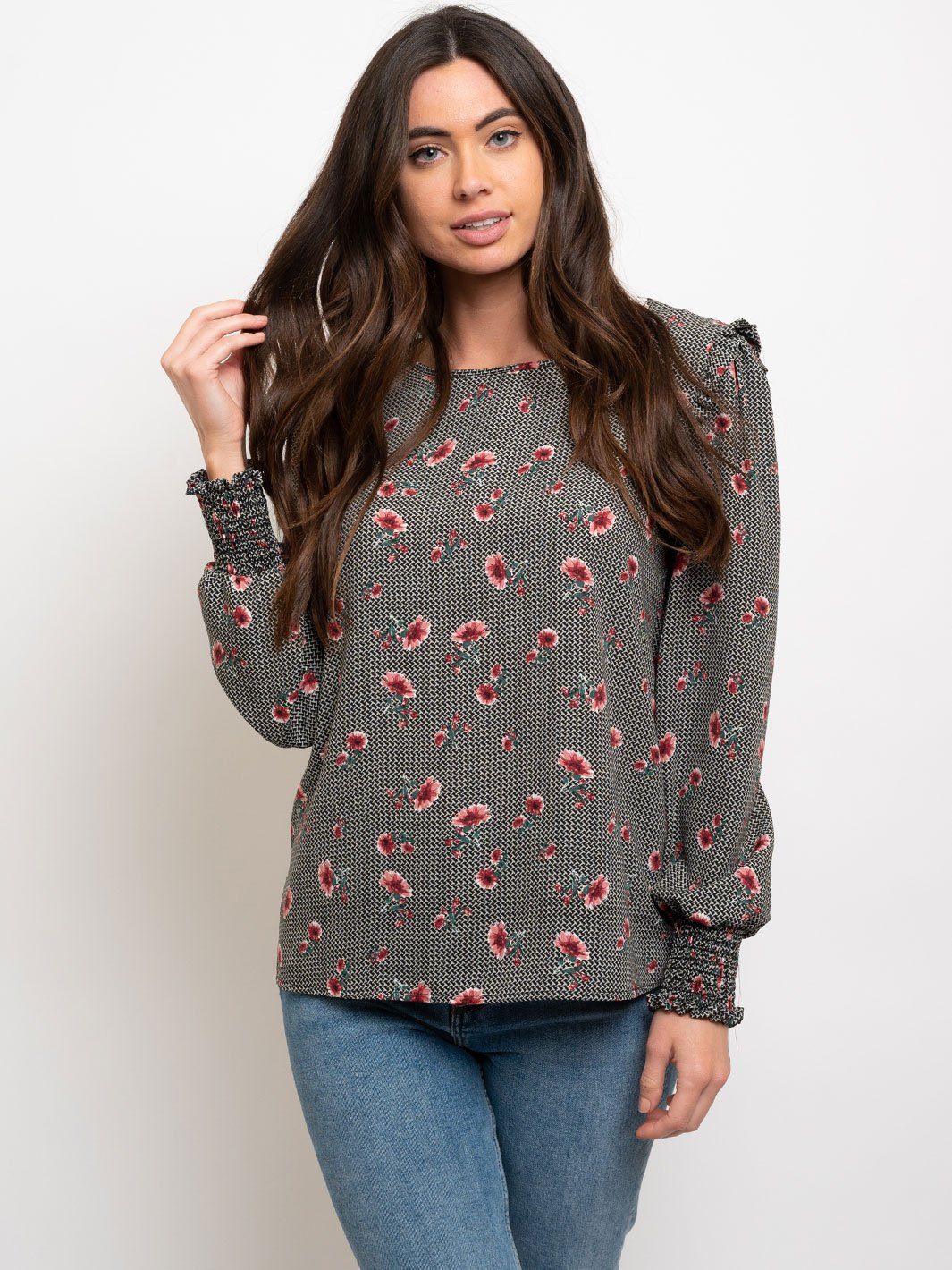 WOMEN'S LONG SLEEVE FLORAL TOP