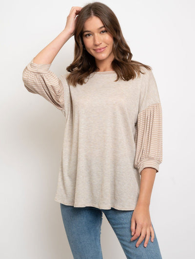 WOMEN'S 3/4 STRIPES SLEEVES TOP