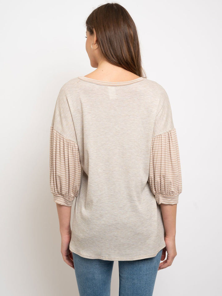 WOMEN'S 3/4 STRIPES SLEEVES TOP