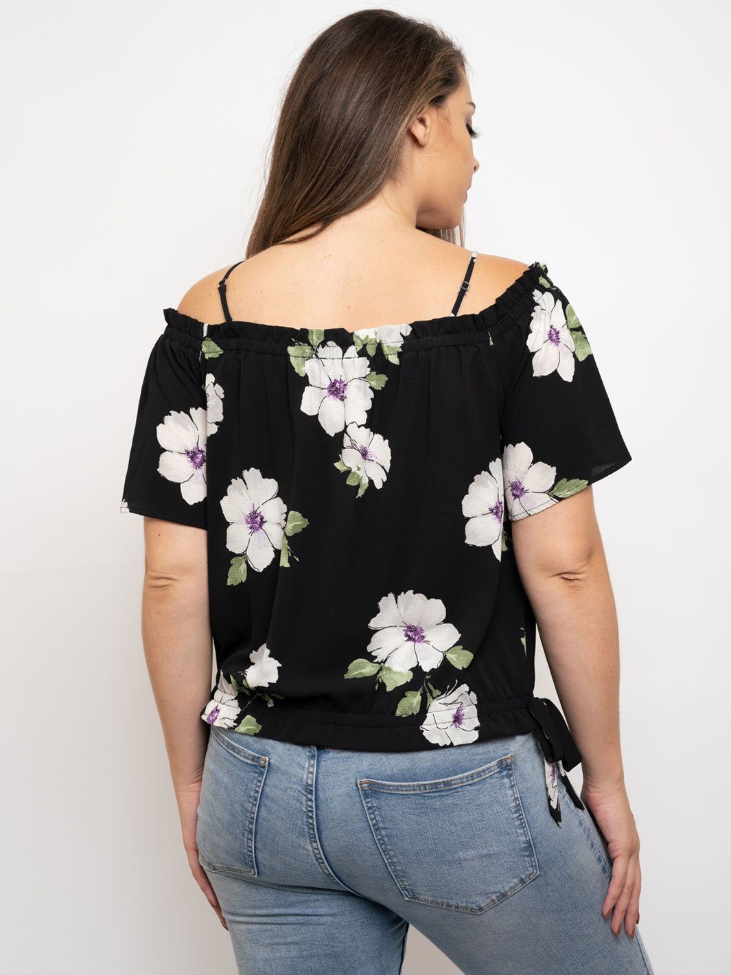PLUS SIZE OFF SHOULDER FLORAL TOP