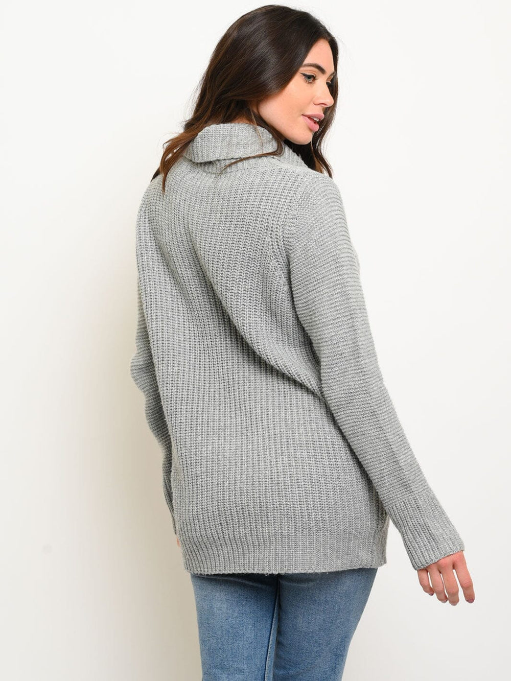 WOMEN'S LONG SLEEVE TURTLE NECK KNIT SWEATER
