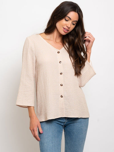 WOMEN'S LONG SLEEVE BUTTON UP TOP