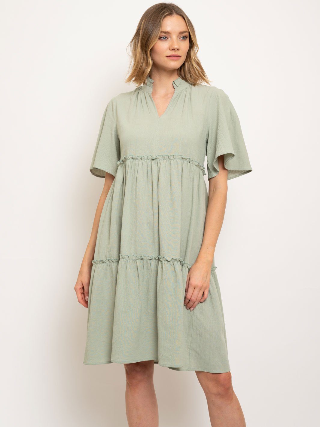WOMEN'S V-NECK LAYERED MINI DRESS
