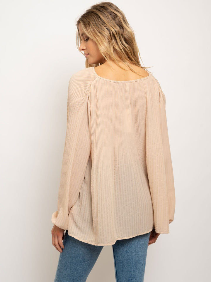 WOMEN'S BROOMSTICK PEASANT TASSEL TRIM TOP
