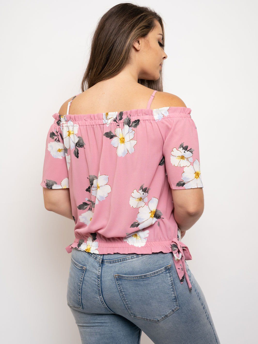 PLUS SIZE OFF SHOULDER FLORAL TOP