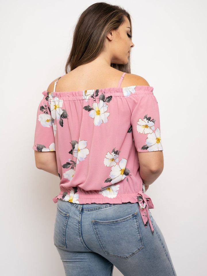 PLUS SIZE OFF SHOULDER FLORAL TOP