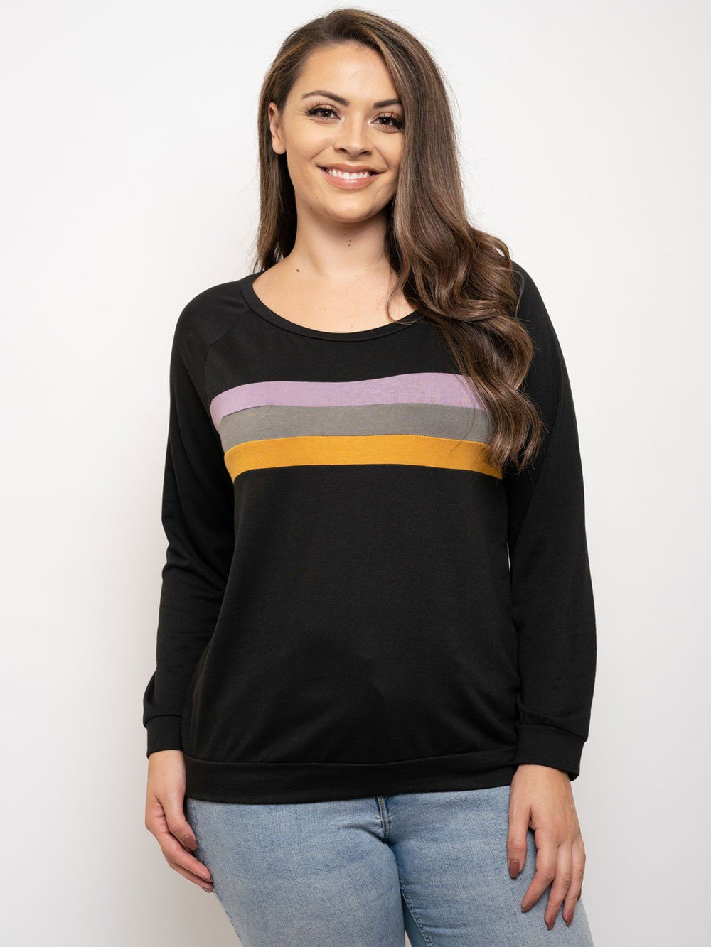 PLUS SIZE FRENCH TERRY COLORBLOCK SWEATSHIRT TOP