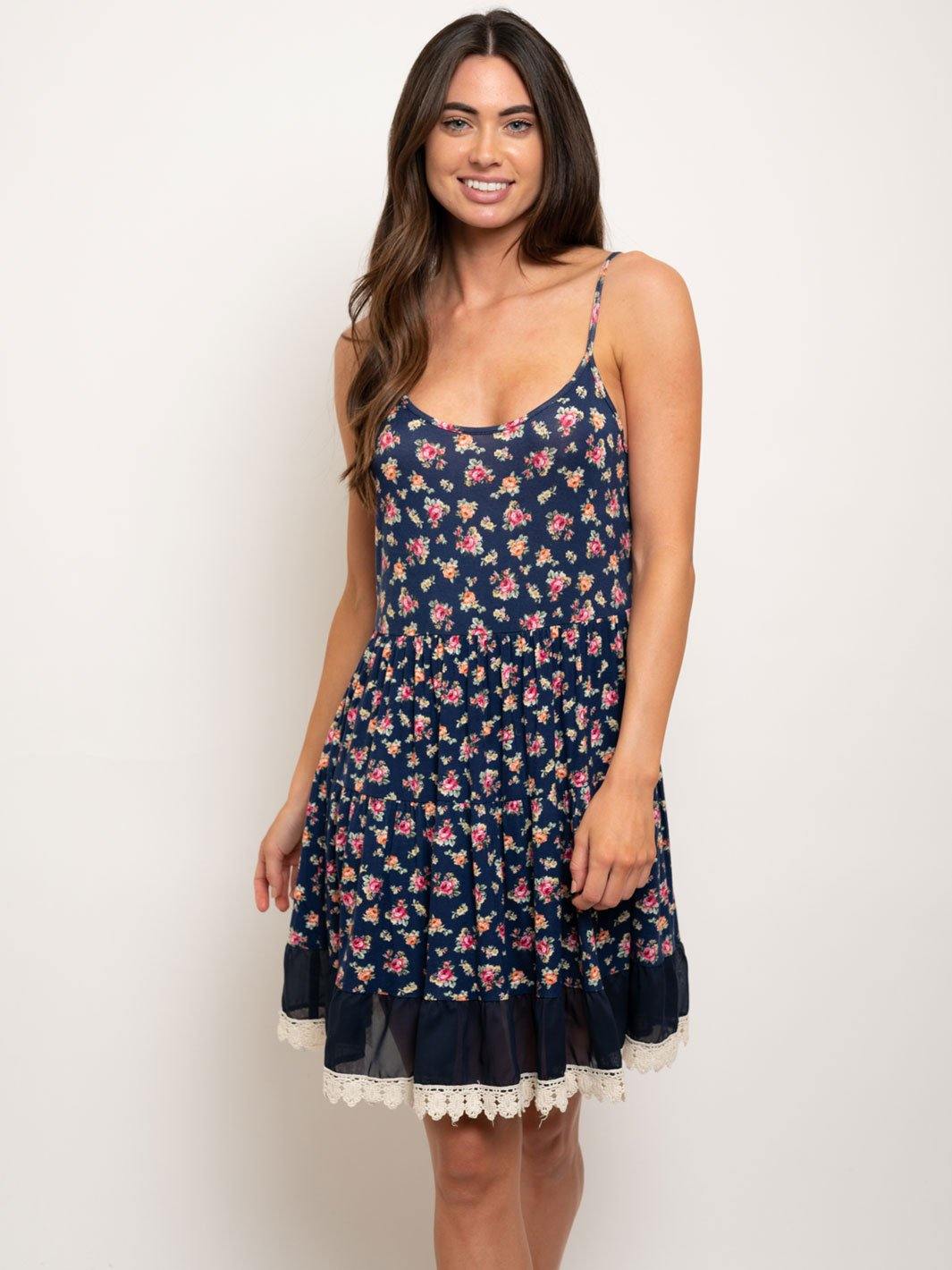 WOMEN'S OPEN BACK FLORAL MINI DRESS