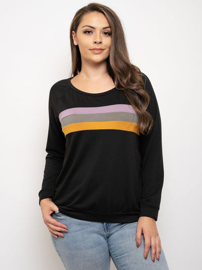 PLUS SIZE FRENCH TERRY COLORBLOCK SWEATSHIRT TOP
