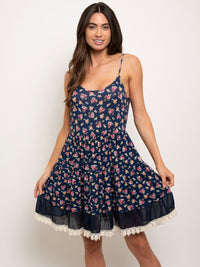 WOMEN'S OPEN BACK FLORAL MINI DRESS