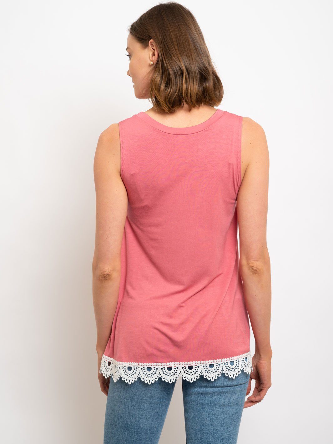 WOMEN'S SLEEVELESS CROCKET DETAILED TOP