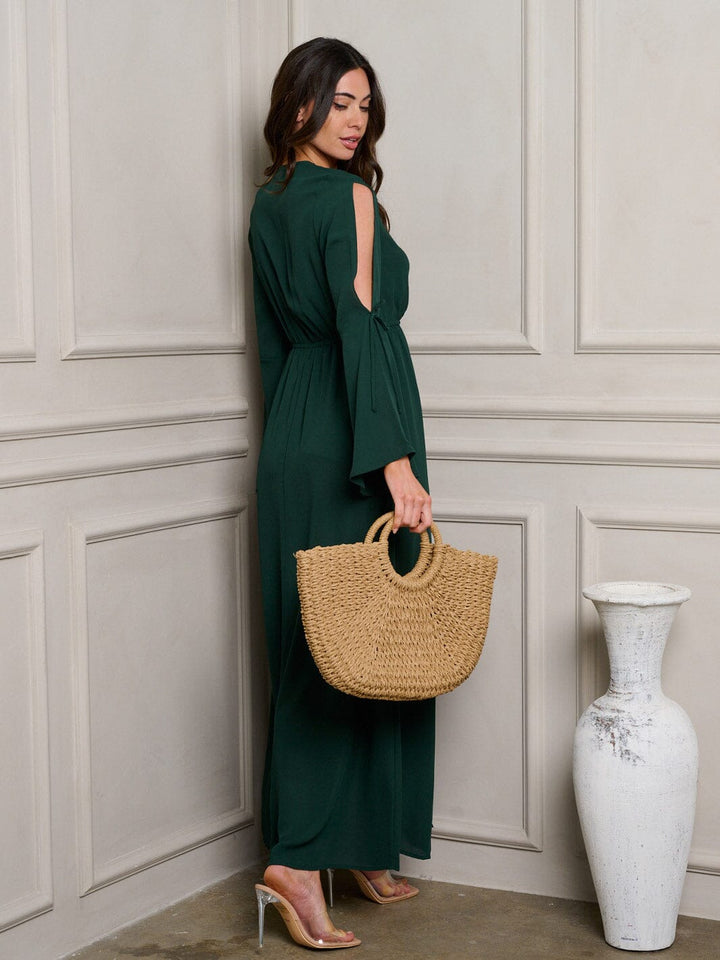 WOMEN'S LONG SLEEVE SURPLICE MAXI DRESS
