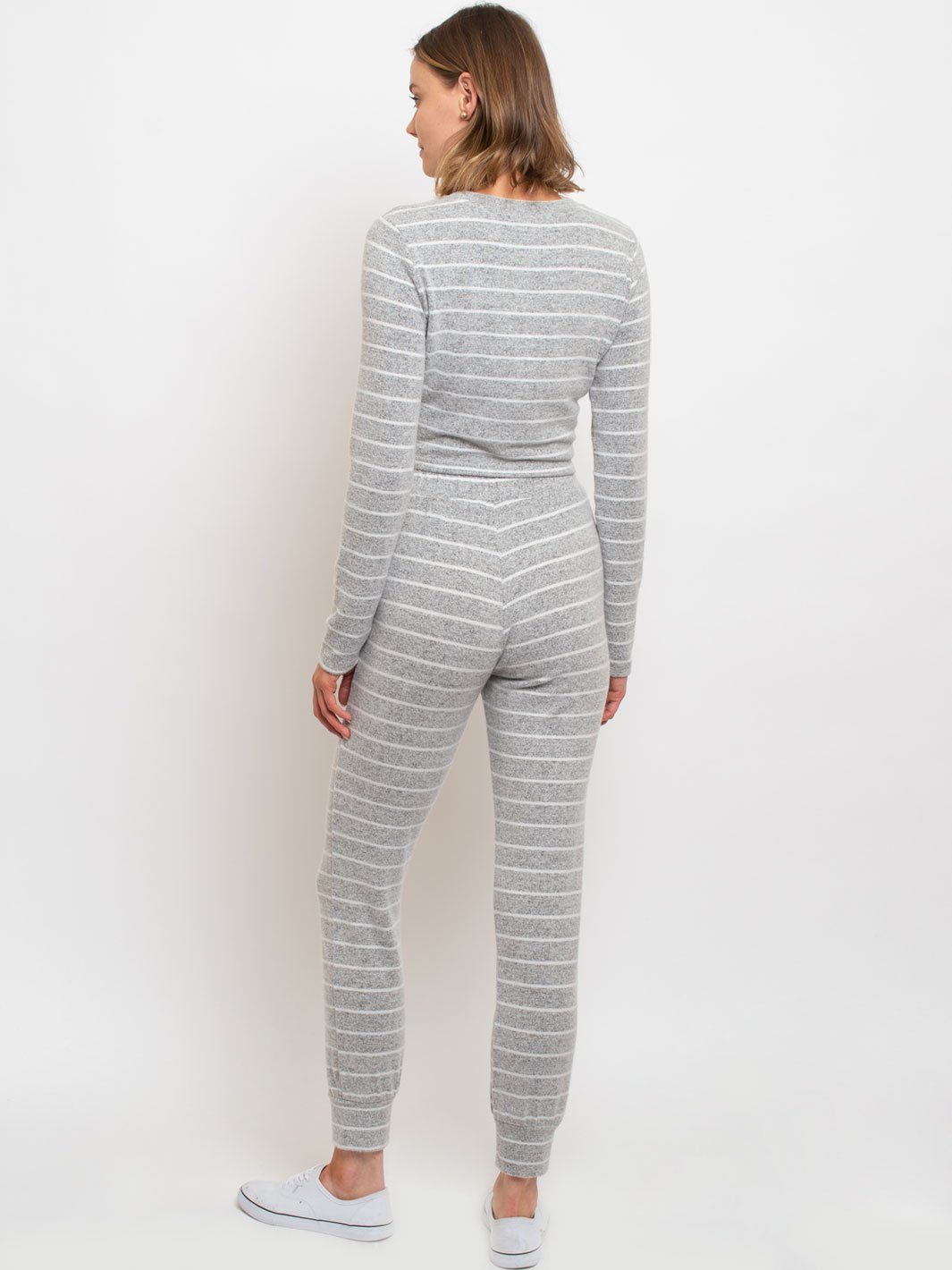 WOMEN'S STRIPED KNIT LOUNGE SET