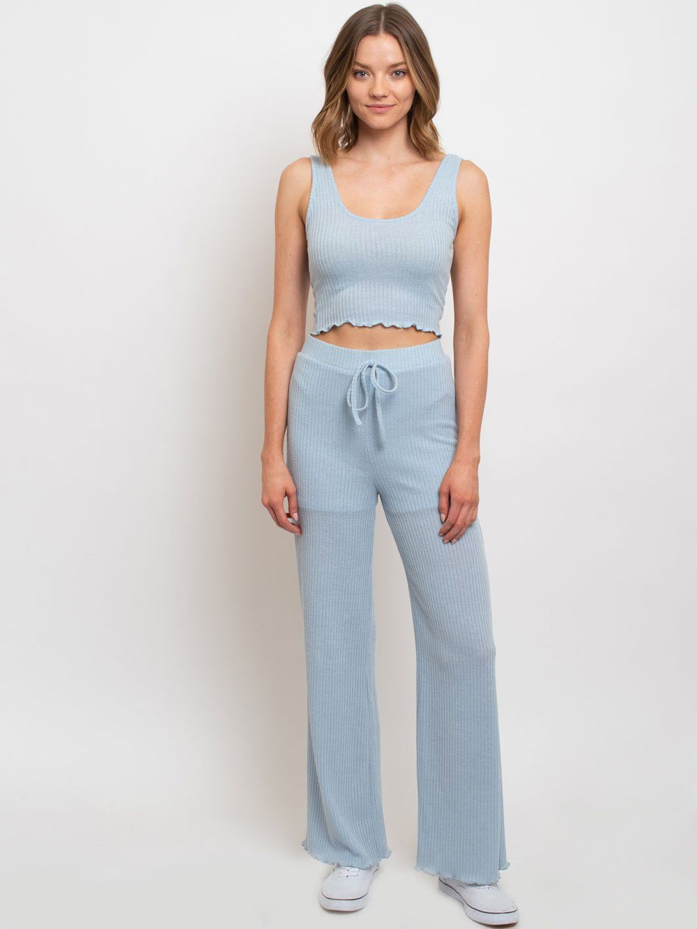 WOMEN'S RIBBED CROP TOP SET