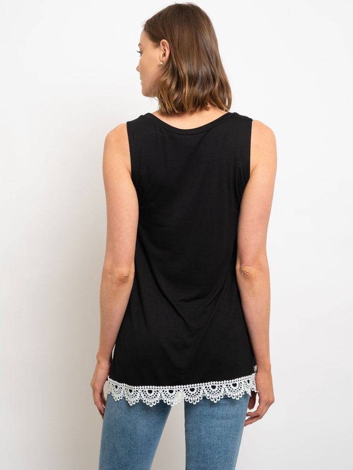 WOMEN'S SLEEVELESS CROCKET DETAILED TOP