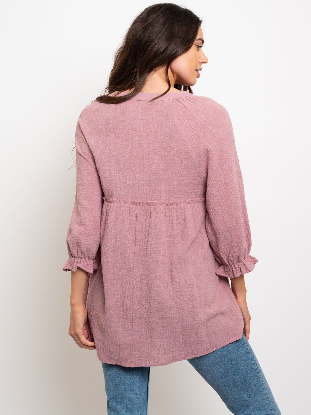 WOMEN'S PEASANT NECK TIE TOP