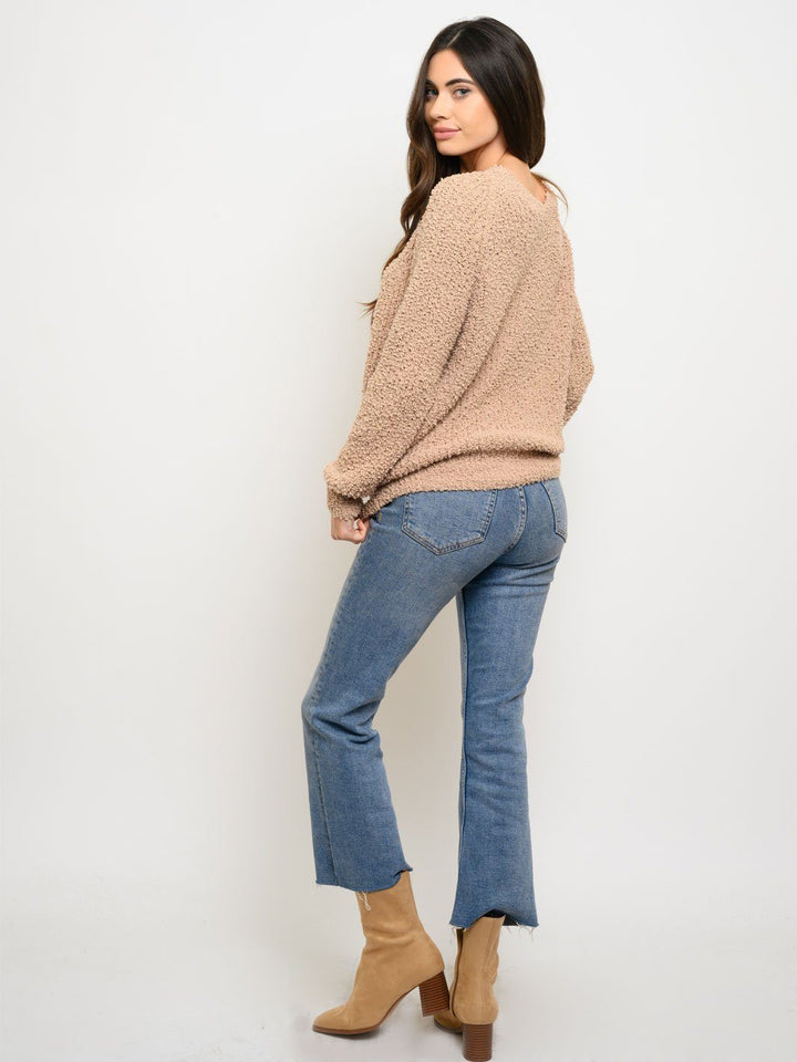 WOMEN'S LONG SLEEVE FRONT RUCHED TOP