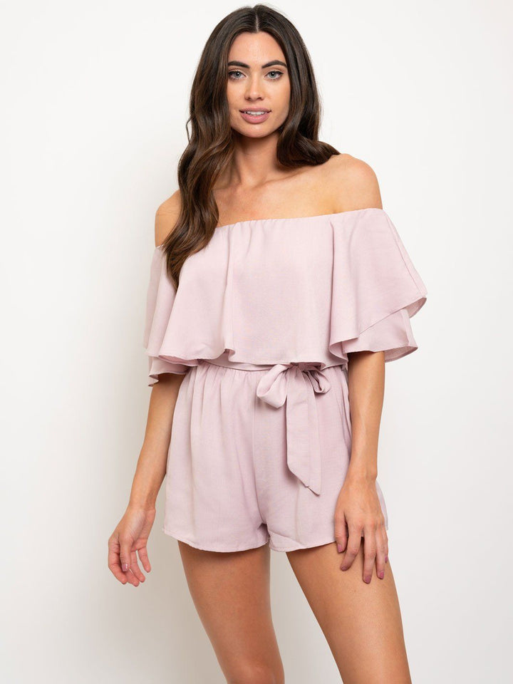 WOMEN'S OFF SHOULDER RUFFLE ROMPER