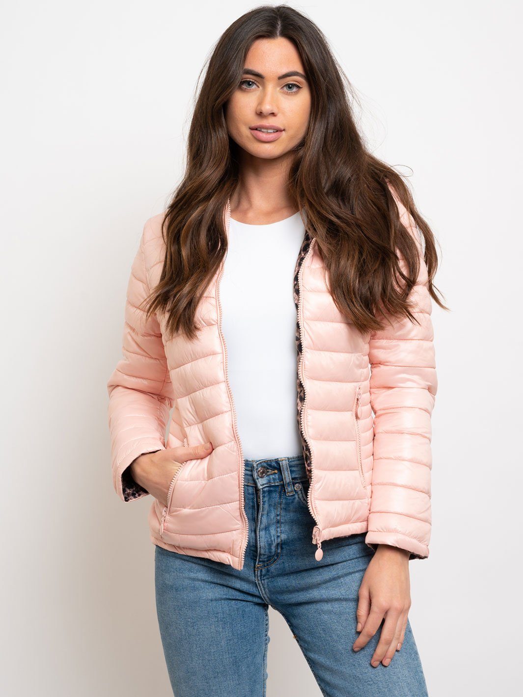 WOMEN'S SHORT HOODED QUILTED REVERSIBLE JACKET