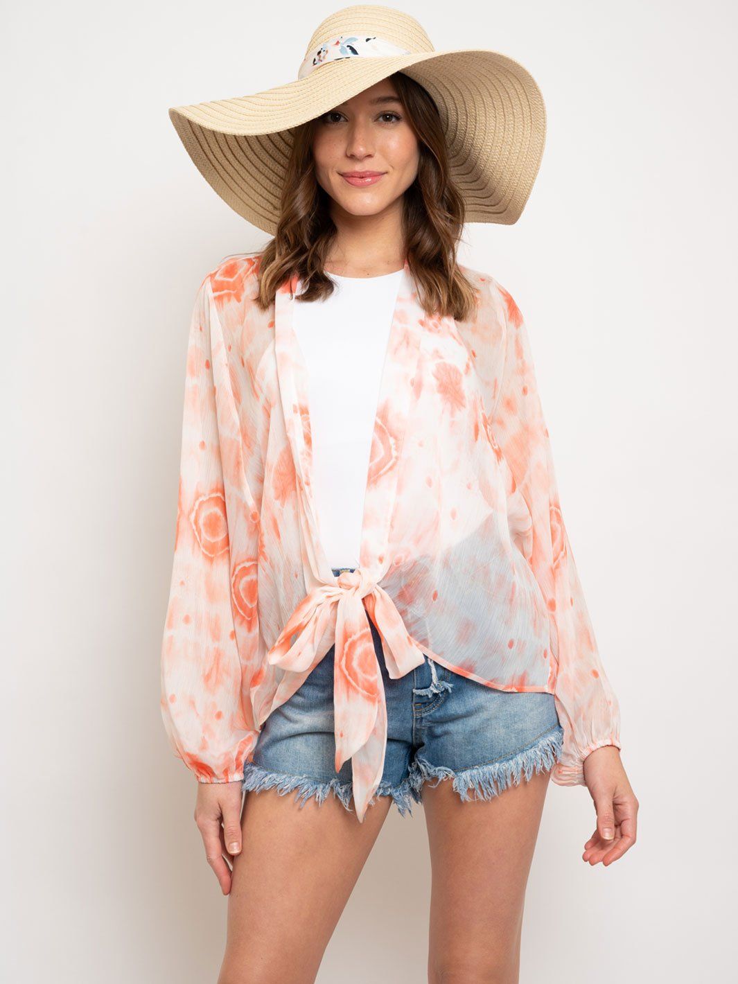 WOMEN'S LONG SLEEVE FRONT TIE TOP