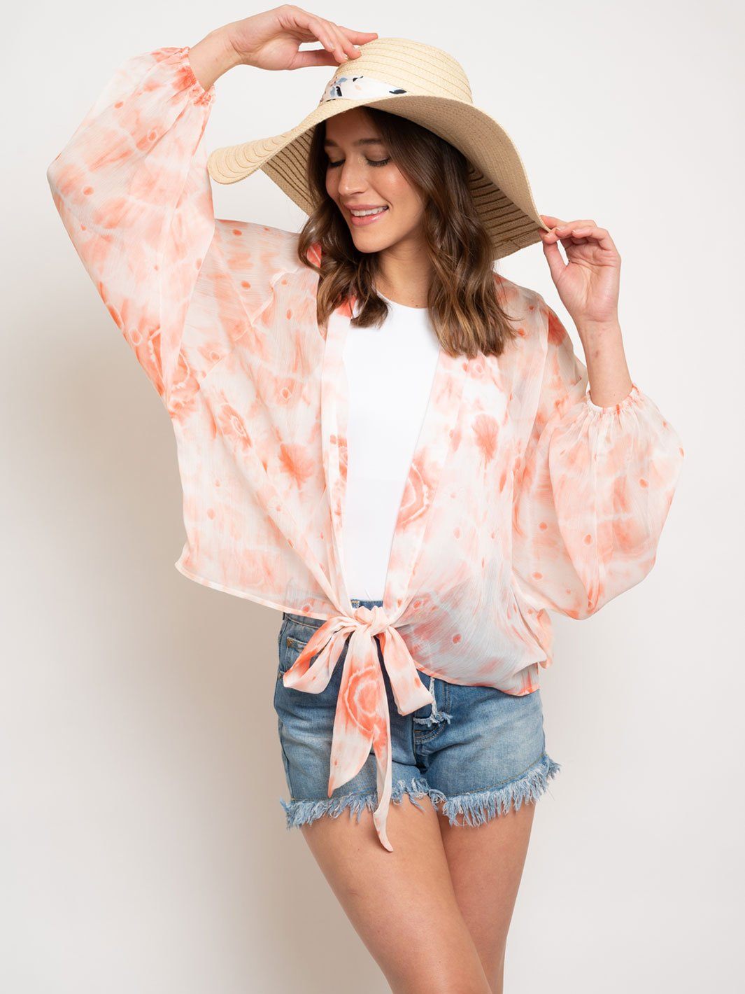 WOMEN'S LONG SLEEVE FRONT TIE TOP