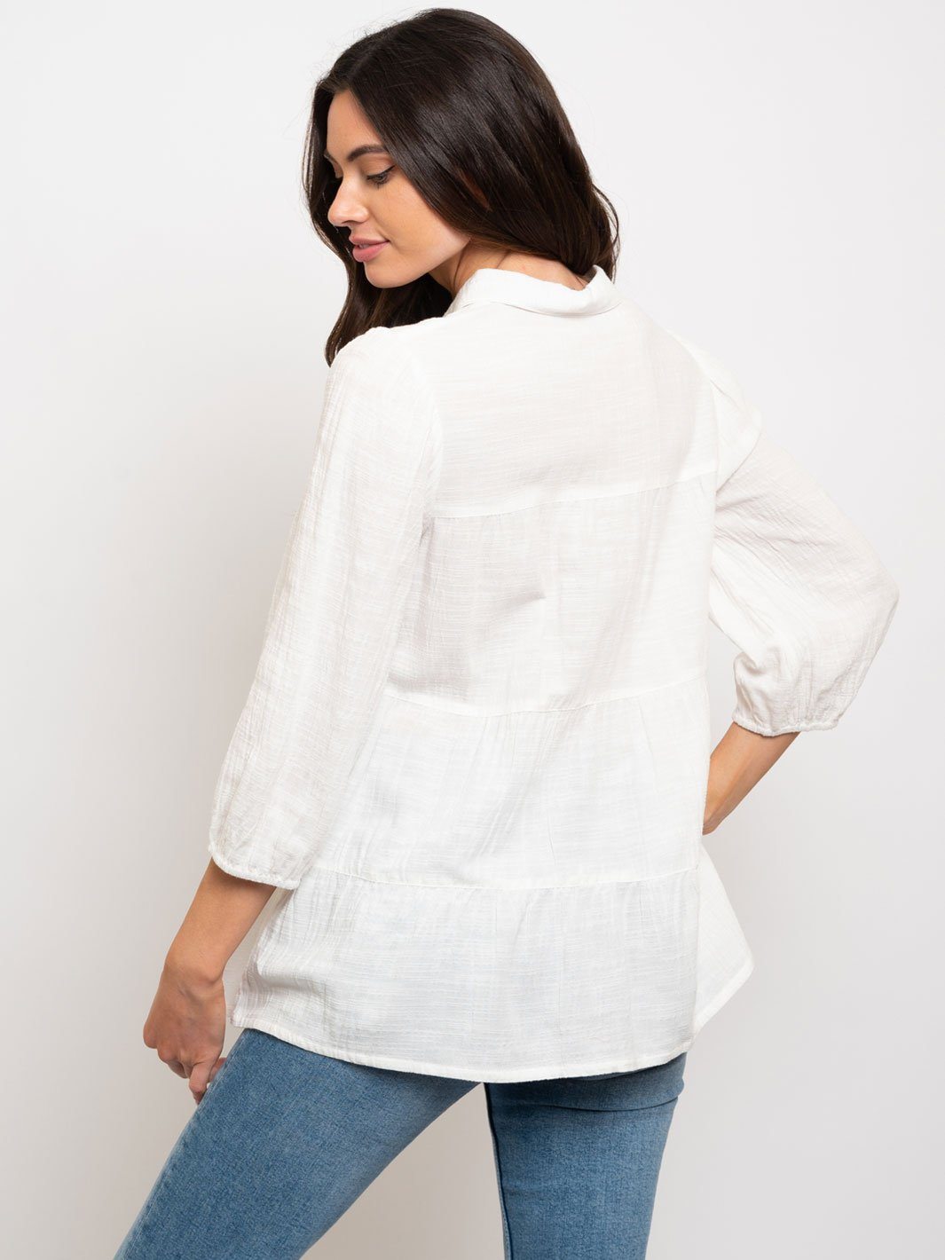 WOMEN'S BUTTON UP COLLAR TOP