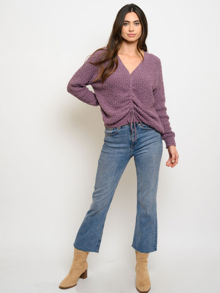 WOMEN'S LONG SLEEVE FRONT RUCHED TOP