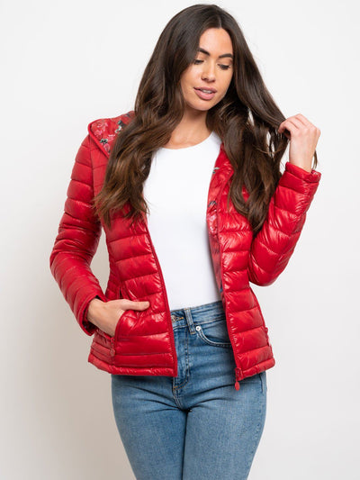 WOMEN'S SHORT HOODED QUILTED REVERSIBLE JACKET