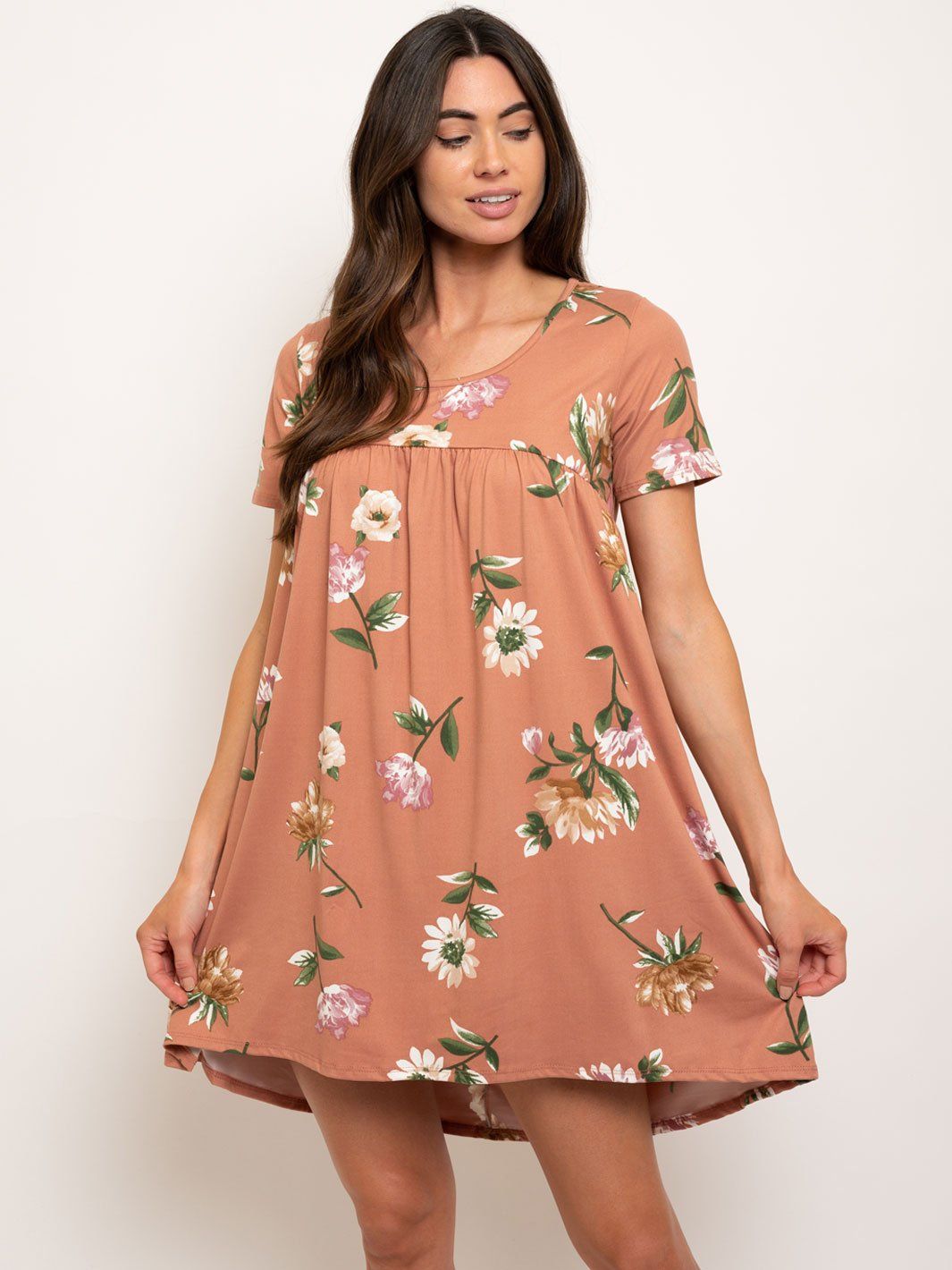 WOMEN'S TUNIC FLORAL MINI DRESS