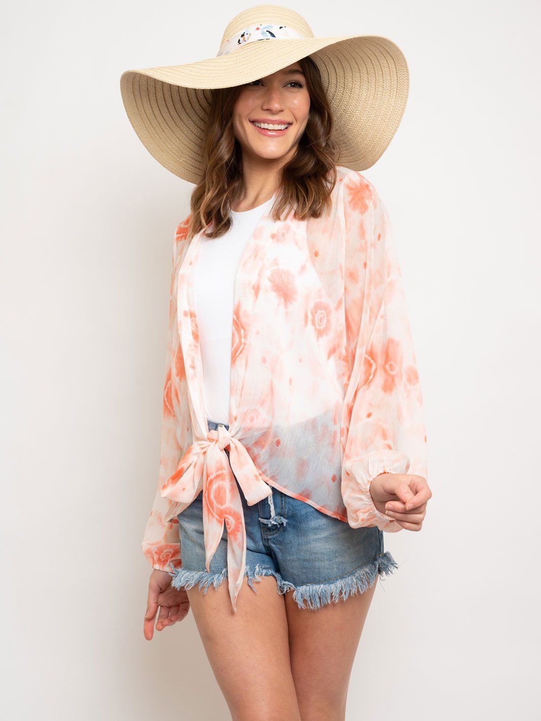 WOMEN'S LONG SLEEVE FRONT TIE TOP