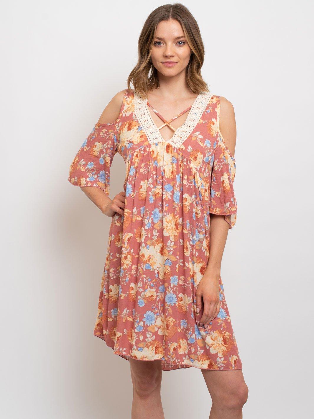 WOMEN'S OFF THE SHOULDERS FLORAL DRESS
