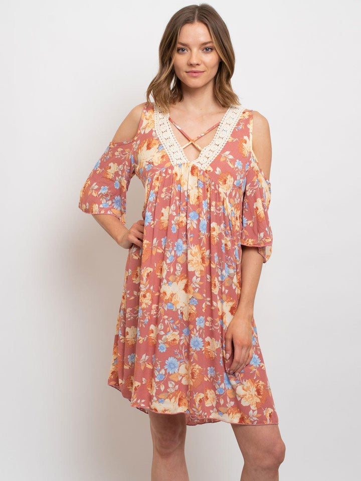 WOMEN'S OFF THE SHOULDERS FLORAL DRESS