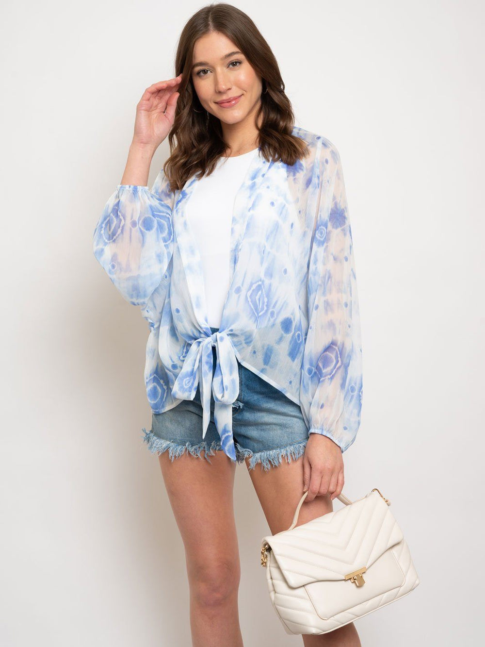 WOMEN'S LONG SLEEVE FRONT TIE TOP