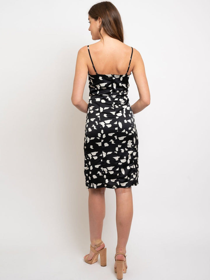 WOMEN'S ANIMAL PRINT SIDE SLIT DETAIL MIDI DRESS