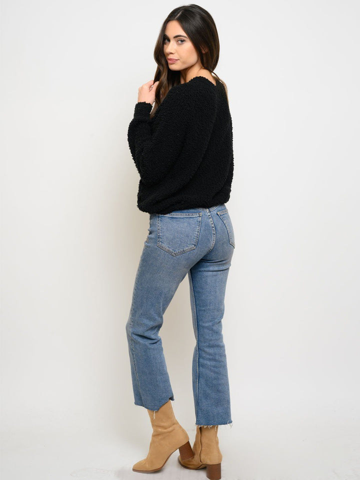 WOMEN'S LONG SLEEVE FRONT RUCHED TOP