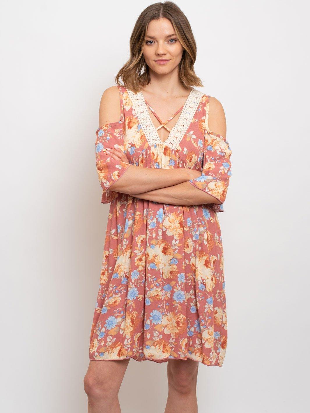 WOMEN'S OFF THE SHOULDERS FLORAL DRESS