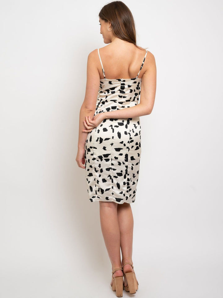 WOMEN'S ANIMAL PRINT SIDE SLIT DETAIL MIDI DRESS