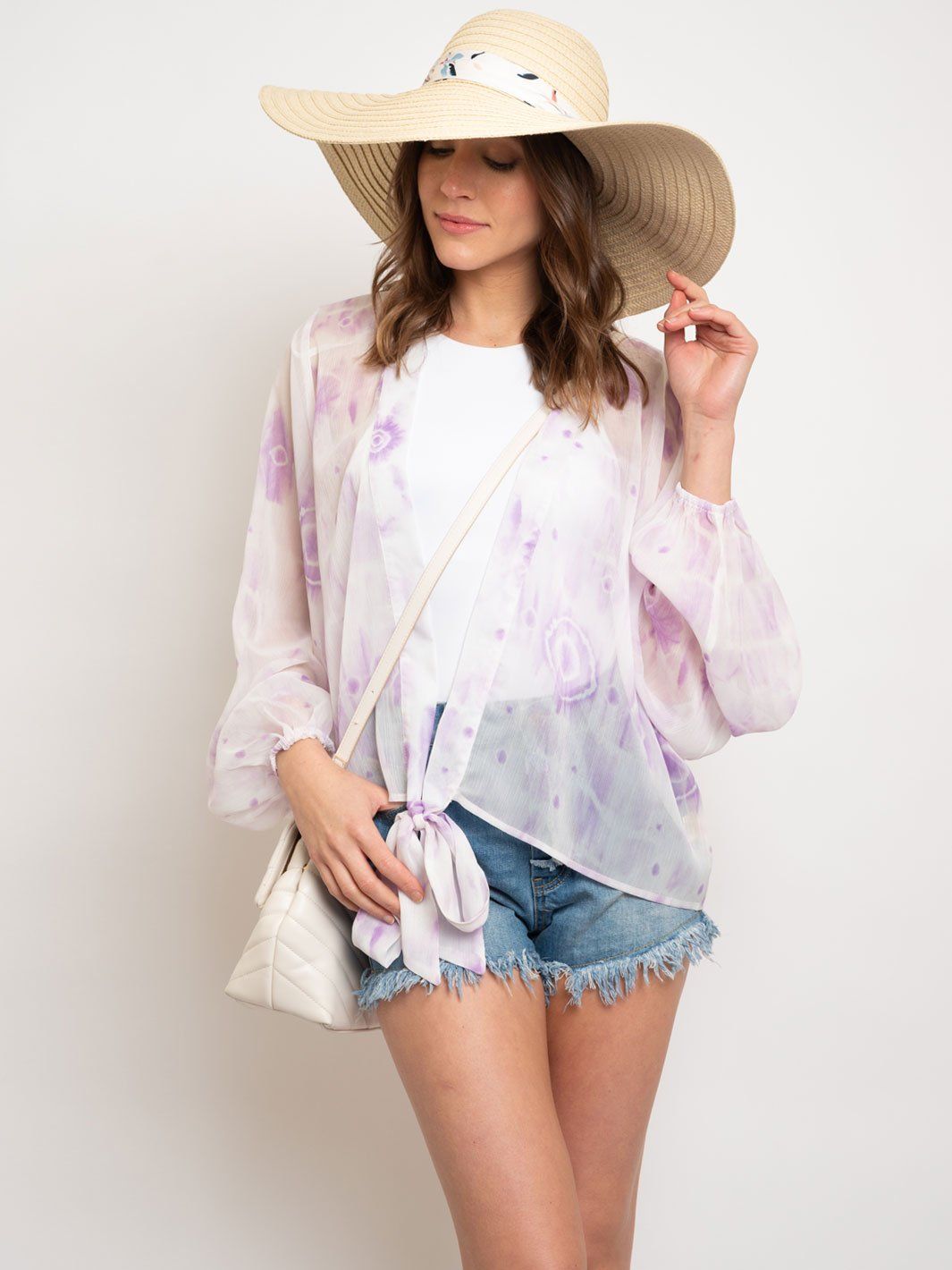 WOMEN'S LONG SLEEVE FRONT TIE TOP