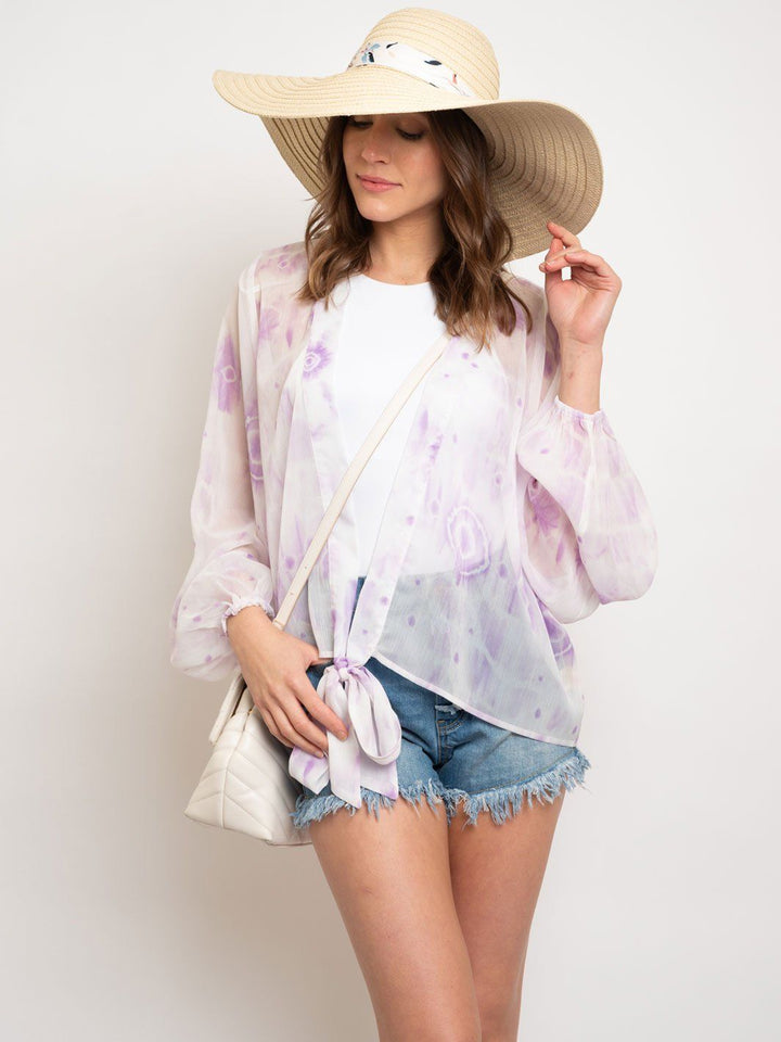 WOMEN'S LONG SLEEVE FRONT TIE TOP