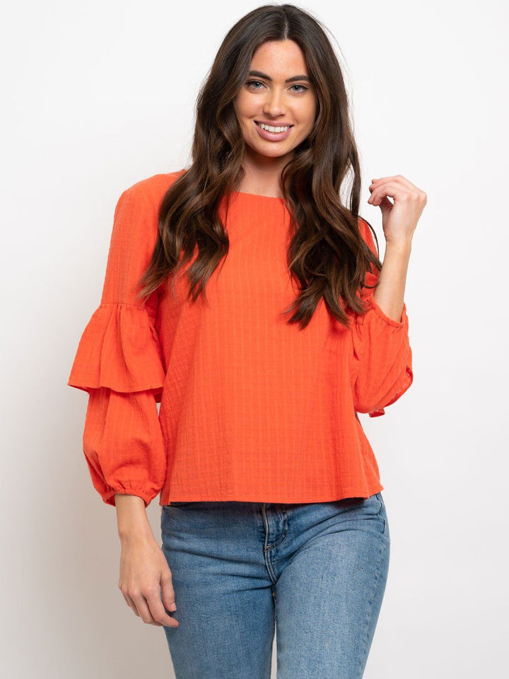 WOMEN'S RUFFLE SLEEVES TOP