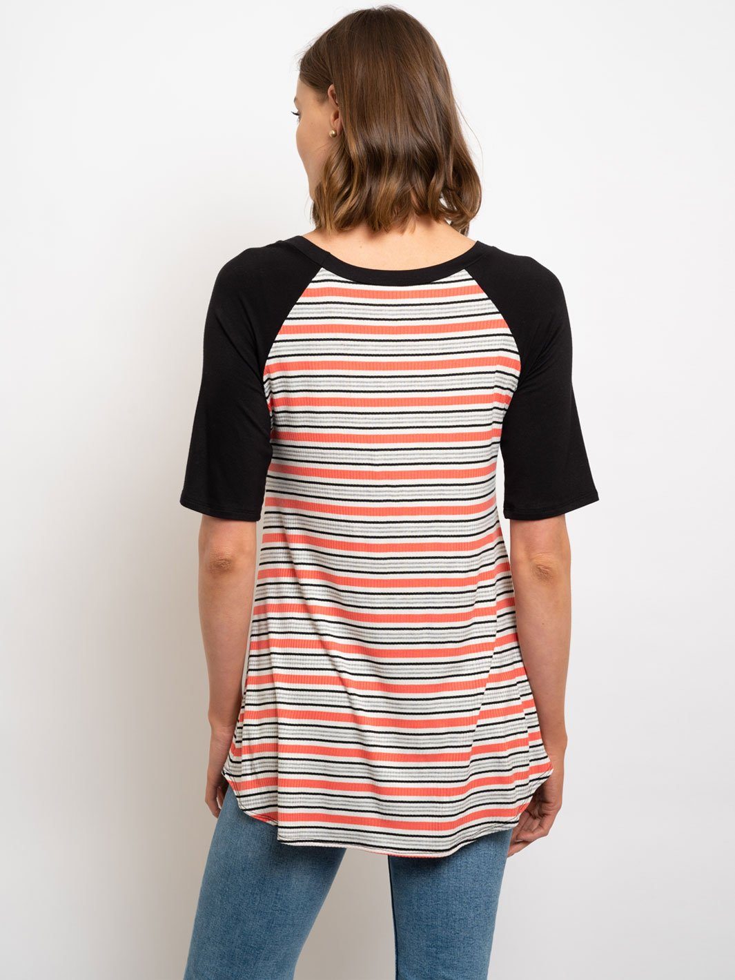 WOMEN'S STRIPES FRONT TIE TOP
