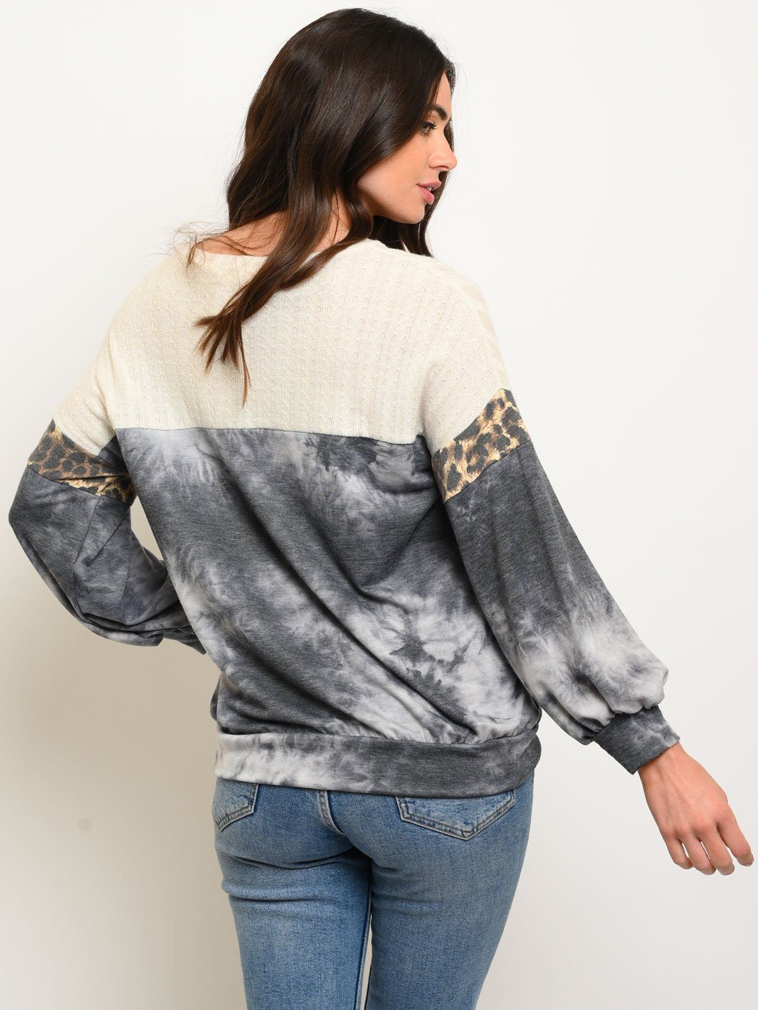 WOMEN'S MULTI PRINT LONG SLEEVE TOP