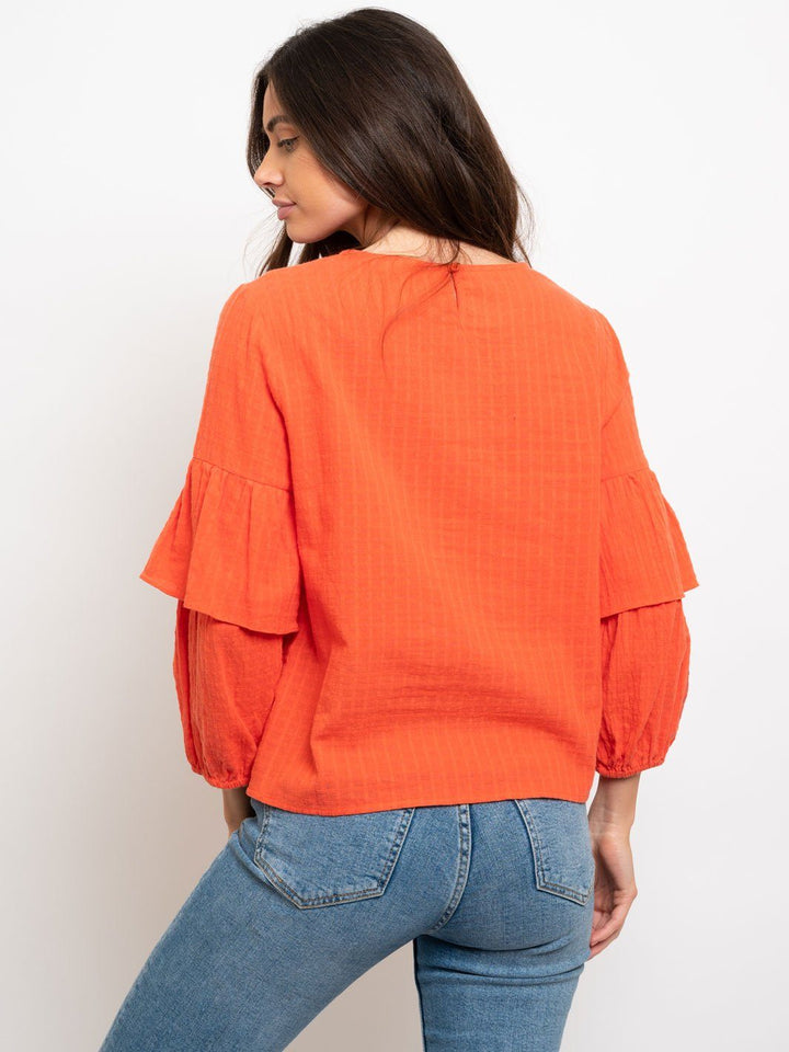 WOMEN'S RUFFLE SLEEVES TOP