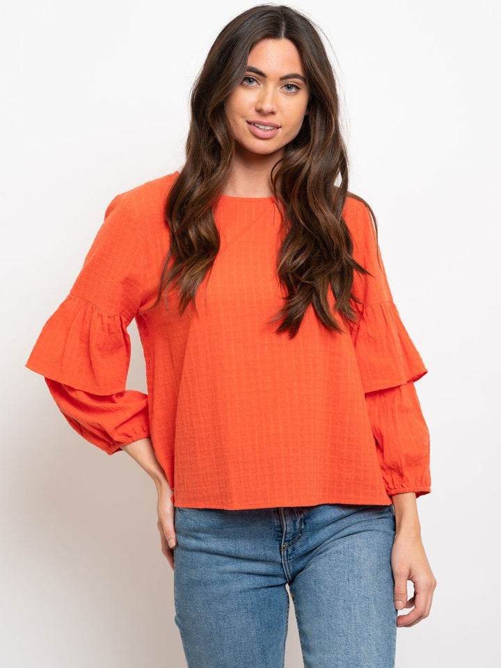 WOMEN'S RUFFLE SLEEVES TOP
