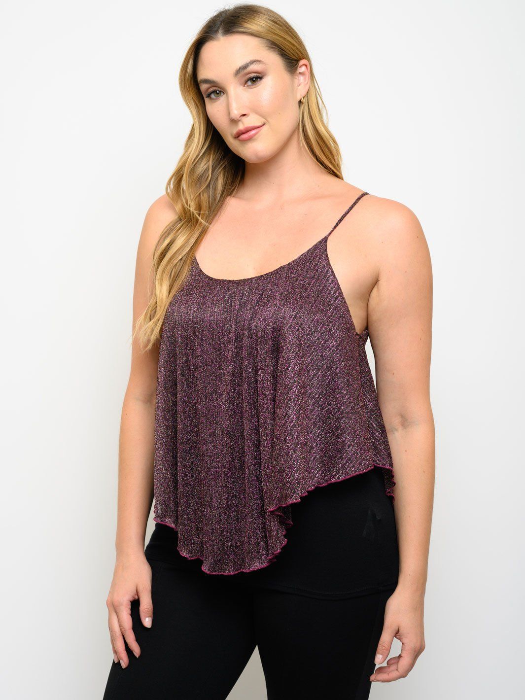 PLUS SIZE METALLIC SLEEVELESS TOP