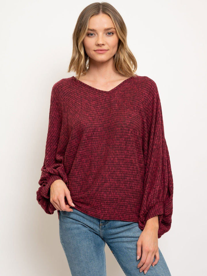 WOMEN'S LONG SLEEVE V-NECK TUNIC TOP