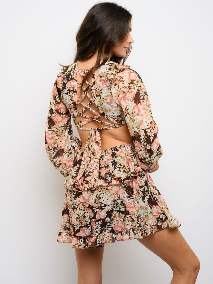WOMEN'S LONG SLEEVE FLORAL PRINT ROMPER