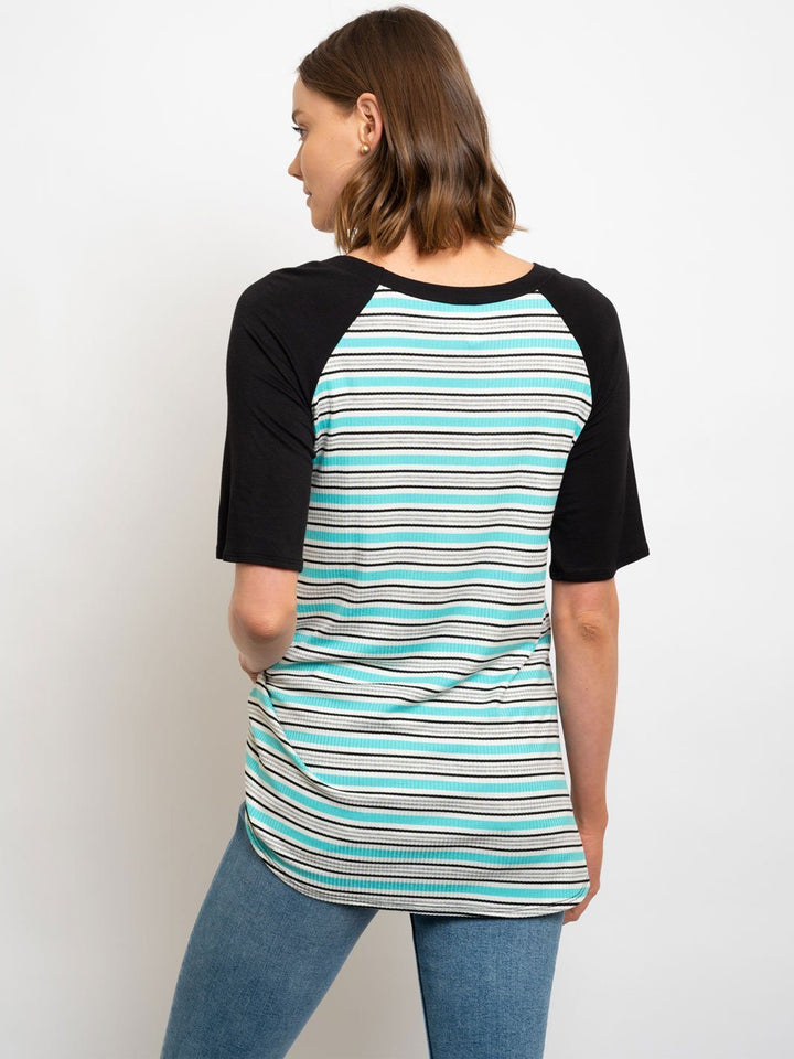 WOMEN'S STRIPES FRONT TIE TOP